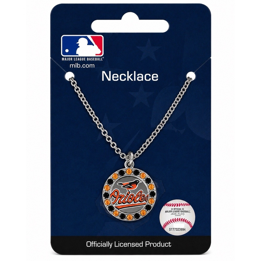 MLB Baltimore Orioles Rhinestone Pendant Necklace NOS Gift Idea Fan Wear - Picture 2 of 7